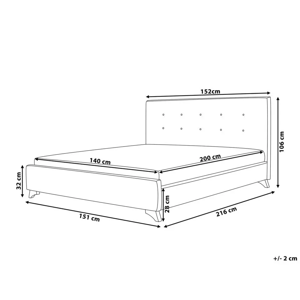 AMBASSADOR - Tweepersoonsbed - Grijs - 140 x 200 cm - Polyester