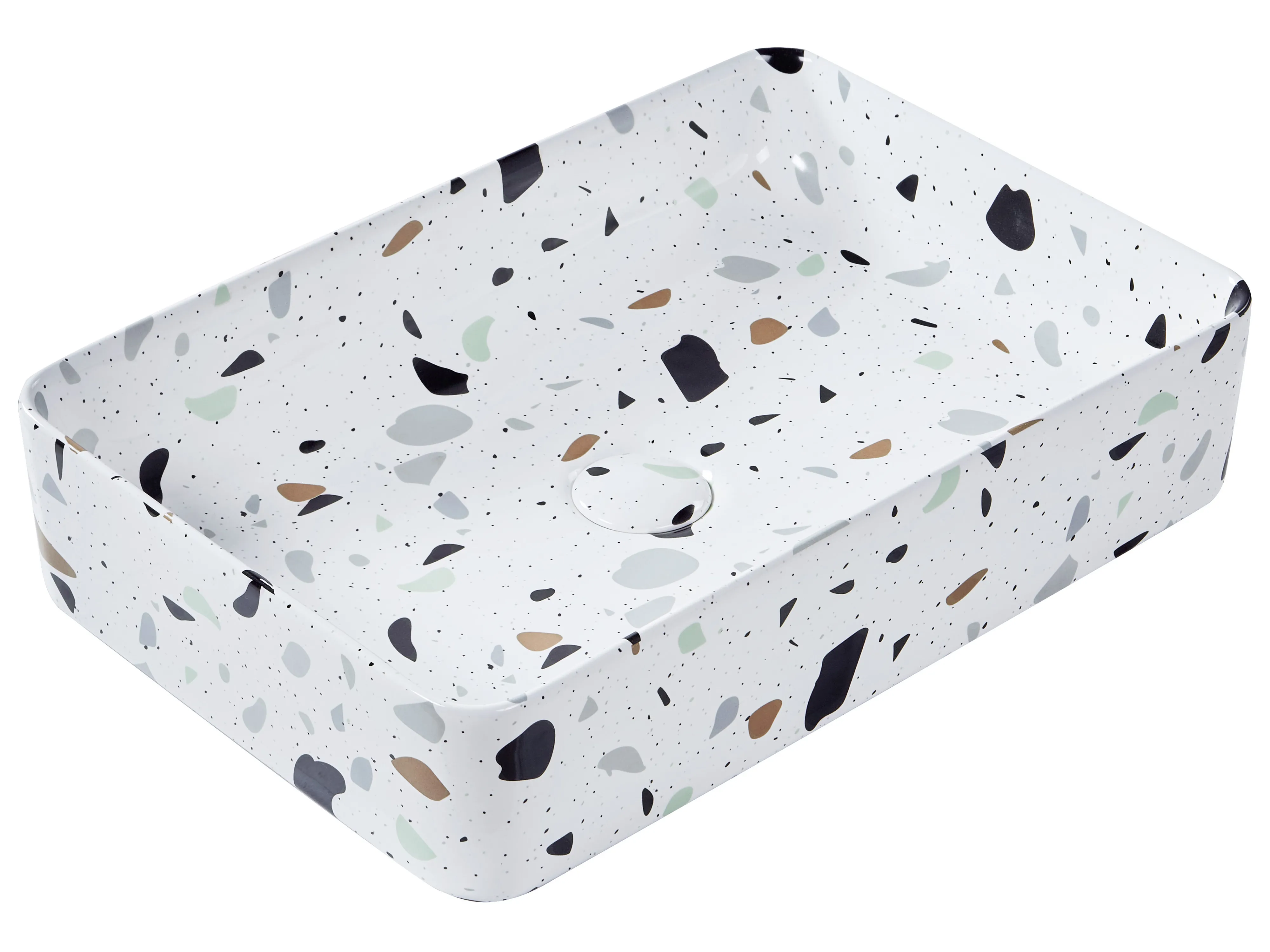 Wastafel voor aanrechtblad NULES 61 x 35 cm Keramiek Wit terrazzo