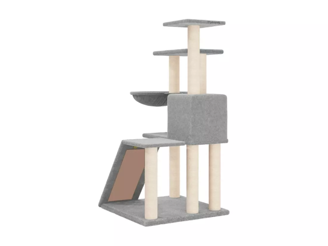 Arbre à chat avec griffoirs en sisal Gris clair 94 cm