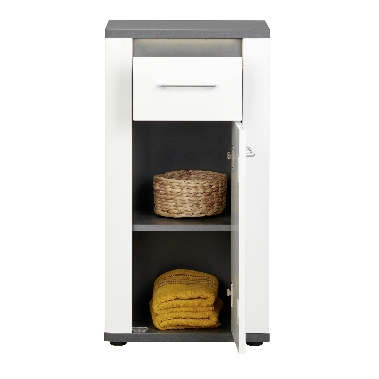 Luca Bessoni Unterschrank ALASSIO - weiß Hochglanz - Matera dunkel - 82 cm hoch