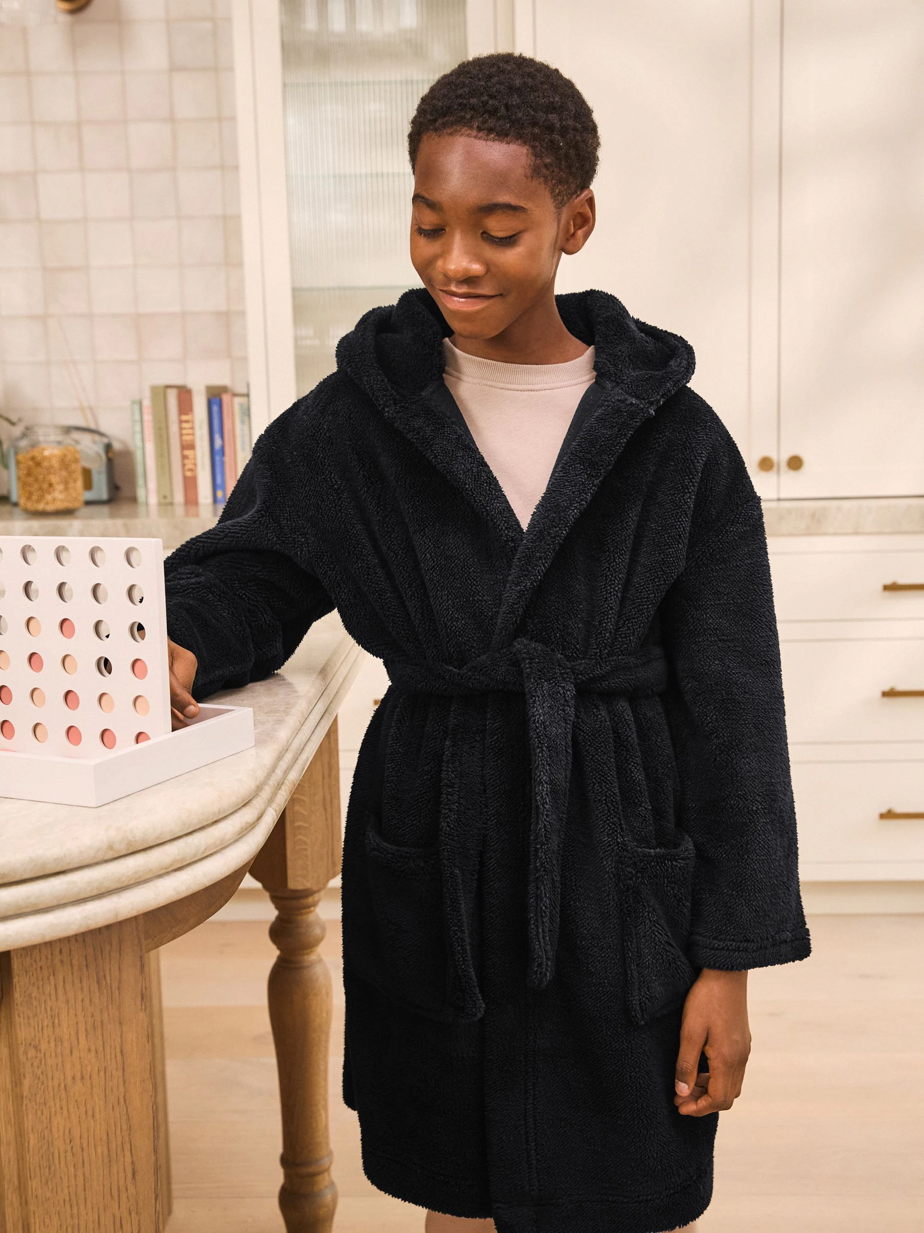 Zwart - Fleece badjas (1,5-16jr)