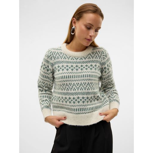 Vero Moda Kaira Striktrøje, Birch/Dark Forest, XL