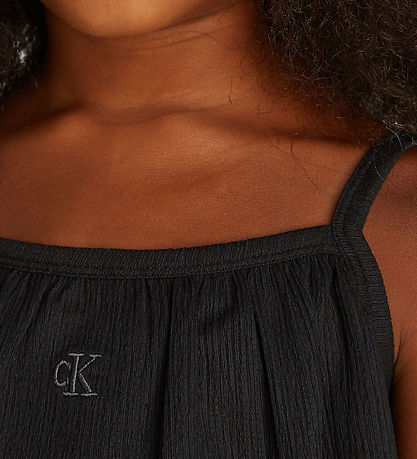 Calvin Klein Top - Rib - Crinkle Strap - Ck Black