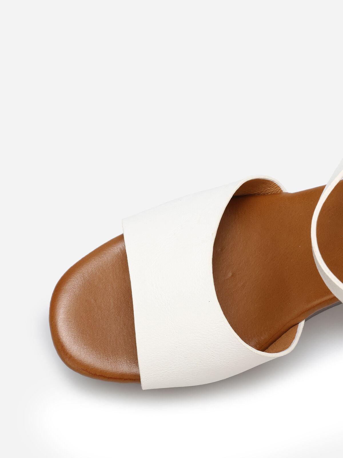 Sandales à plateforme effet bois- Blanc