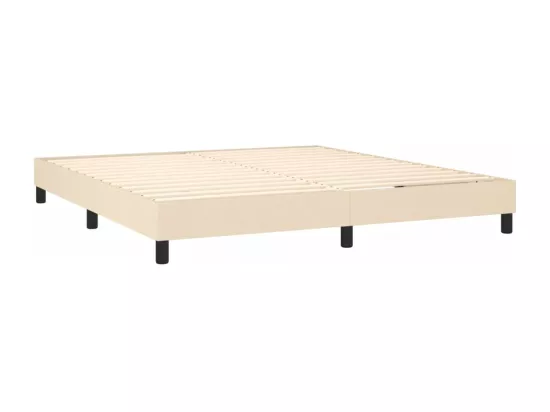 Sommier tapissier avec matelas et LED Crème 160x200 cm Tissu