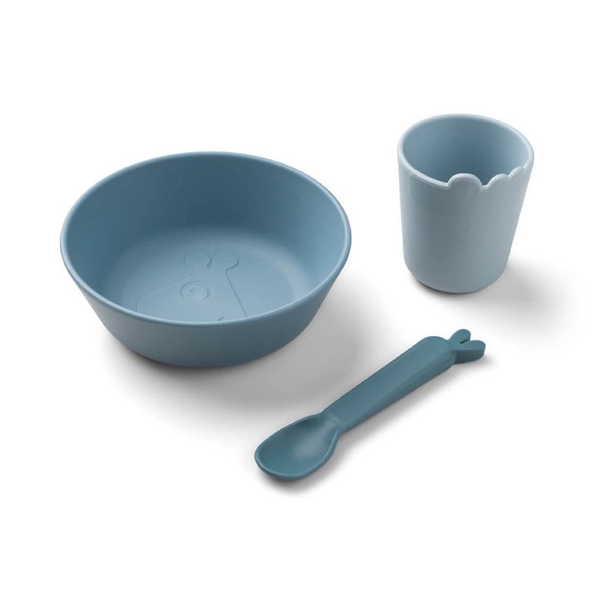 PACK VAISSELLE KIDDISH PREMIER REPAS BLEU - Ecru