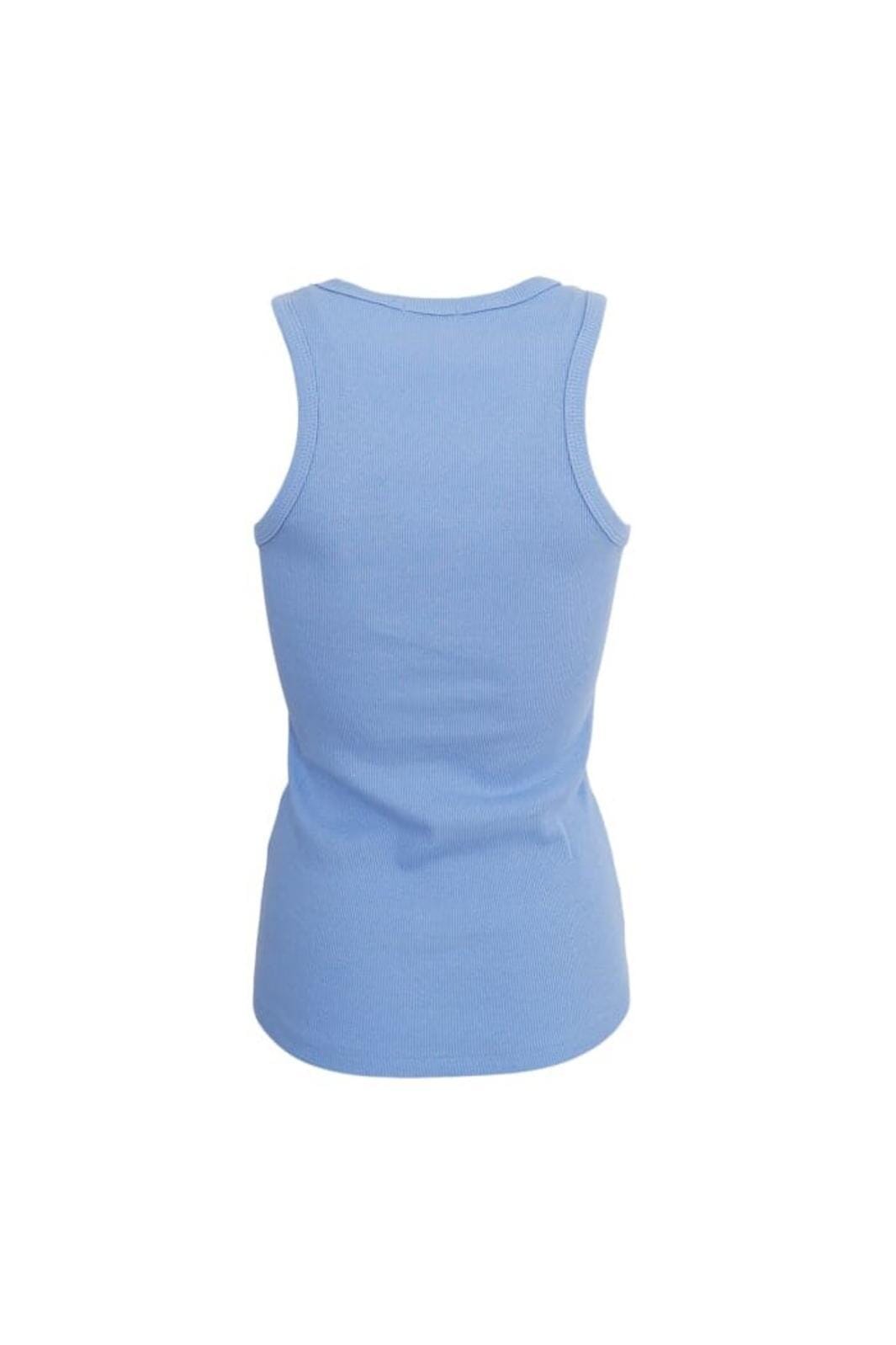 Black Colour Bcena Rib Tank Top lt blue