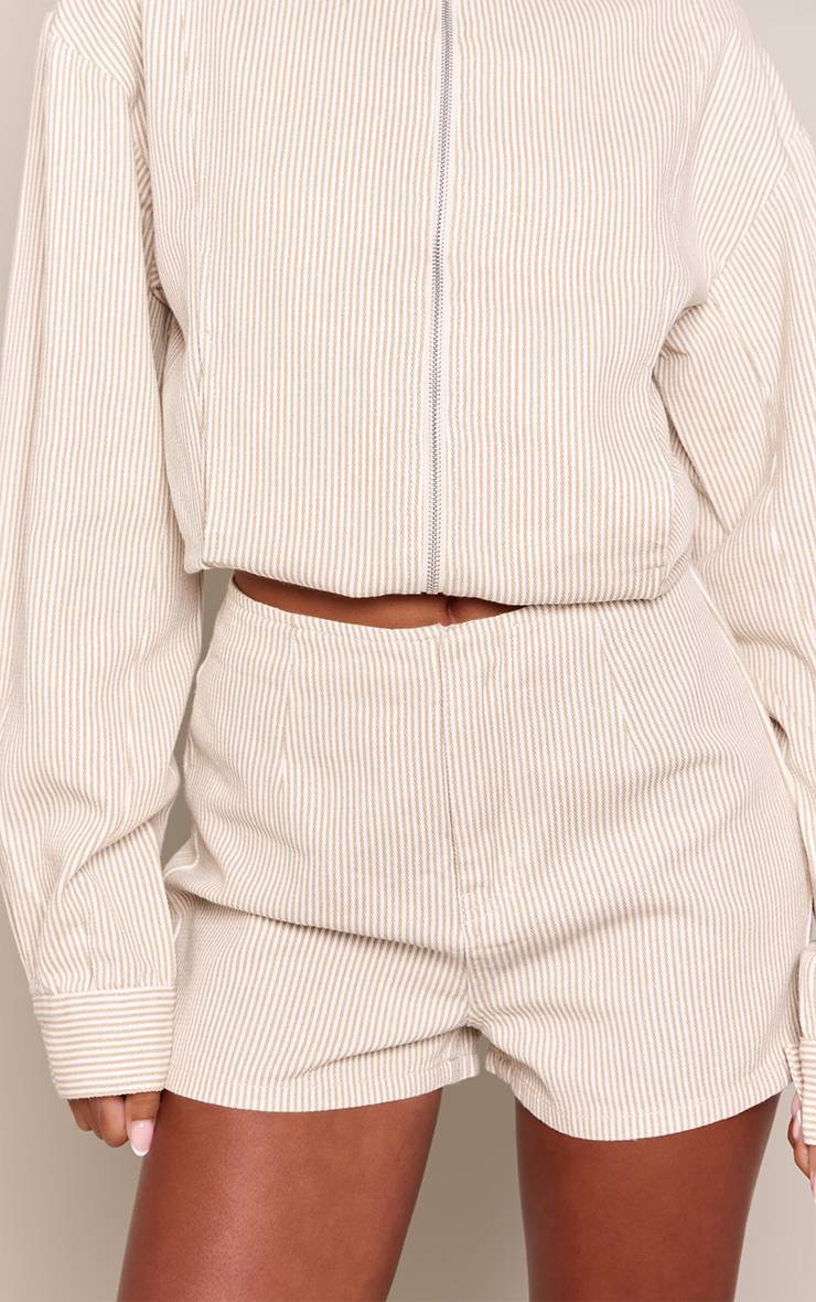 Blanc Short Taille Basse À Rayures Coupe Tall