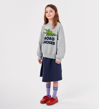 Bobo Choses Sweatshirt - Talking Crocodile - Light Heather Grey