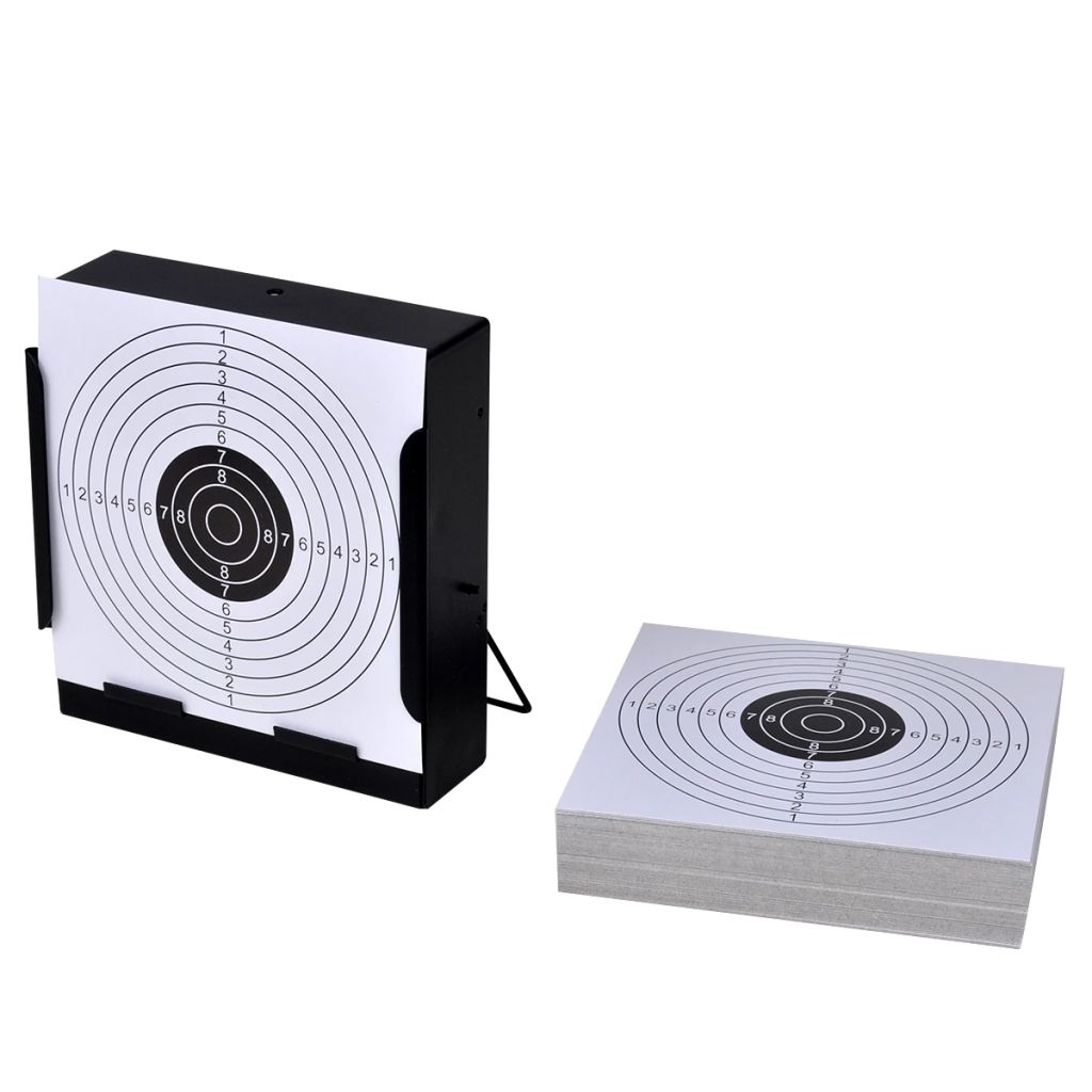 Suporte para alvo quadrado Vidaxl + 100 alvos (14 cm)