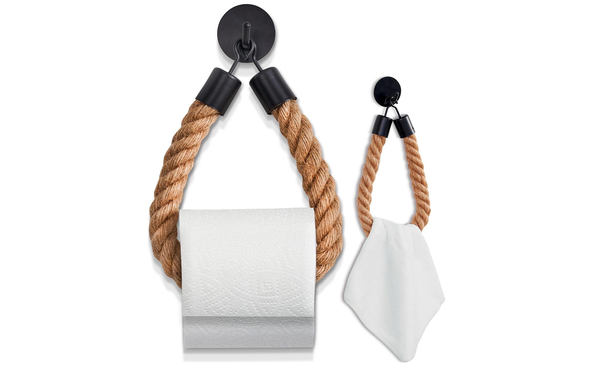 Toilettenpapierhalter Rope Stick Nature/SchwarzSeil-WC Papierhalter