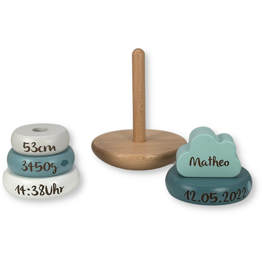 Beyounic Stapelturm aus Holz in mint