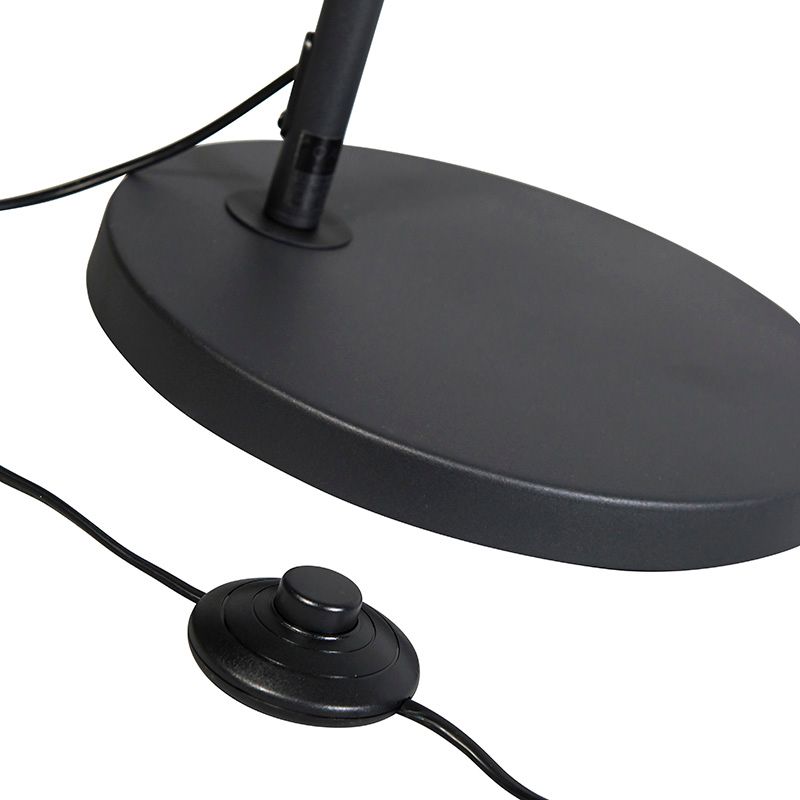 Moderne booglamp zwart met zwarte stoffen kap - Arc Basic