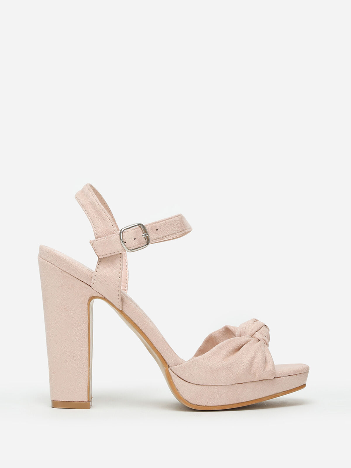 Sandales en suédine à bride nouée- Beige