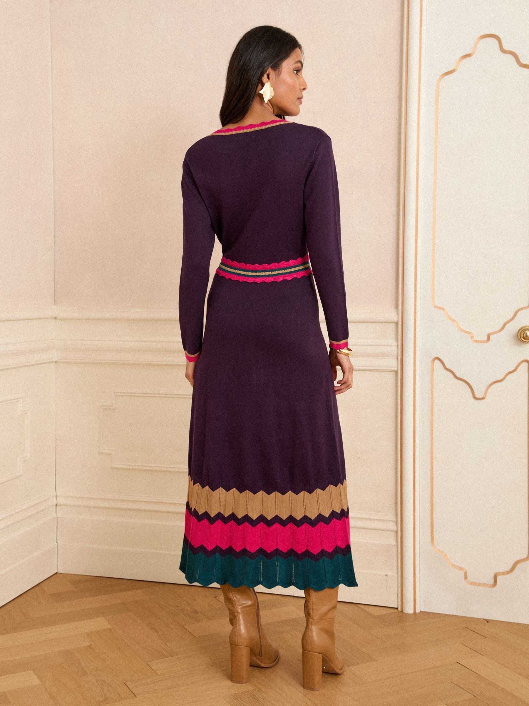 Love & Roses - Gebreide midi-jurk met halsinkeping