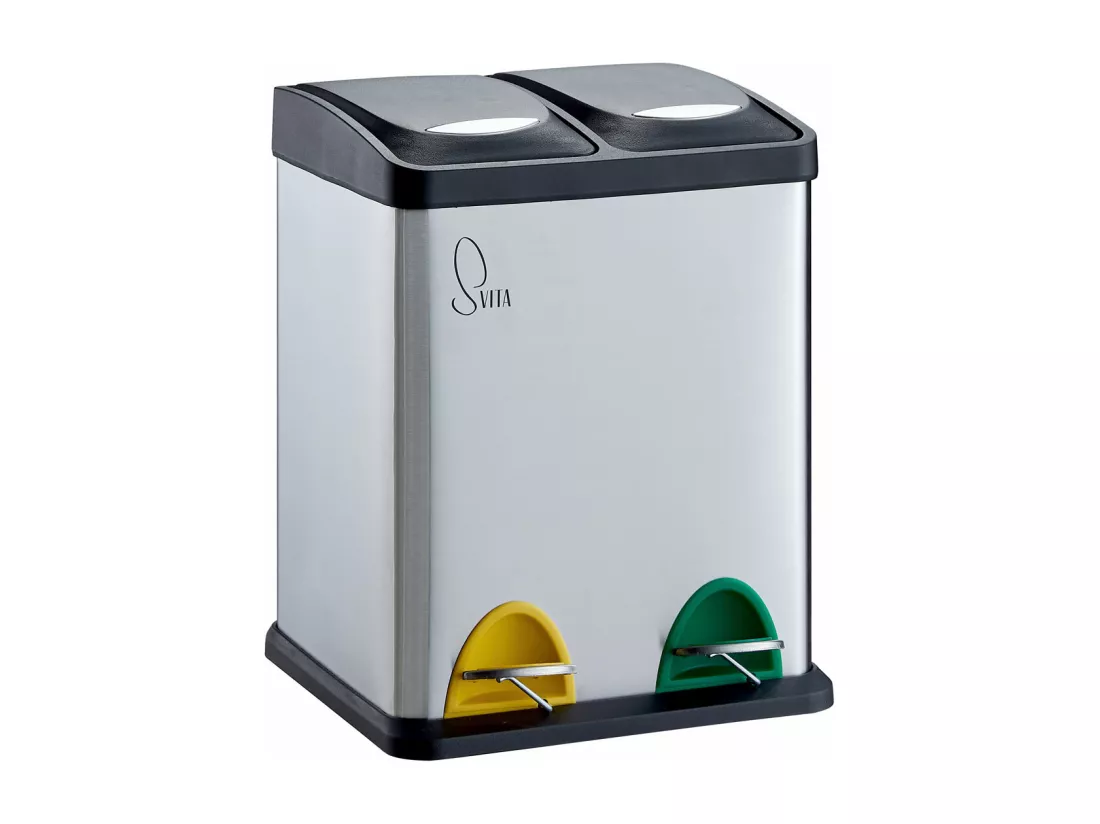 Poubelle de tri 2x8L en inox
