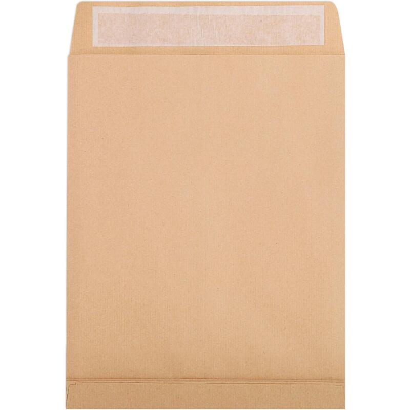 Boite de 250 Pochettes Kraft Brun 24-260x330 mm avec Soufflet de 30 mm - Auto-Adhésives - 120g/m2 - Brun