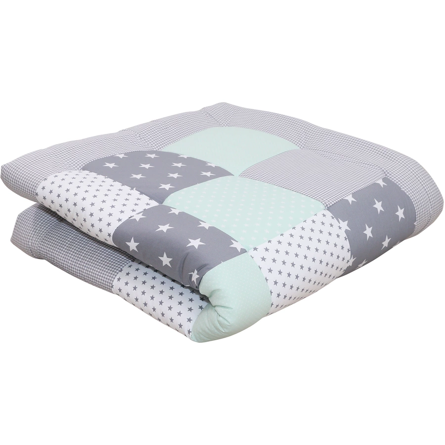 Ullenboom Krabbeldecke & Laufgittereinlage 120 x 120 cm Patchwork mint grau 120x120 cm