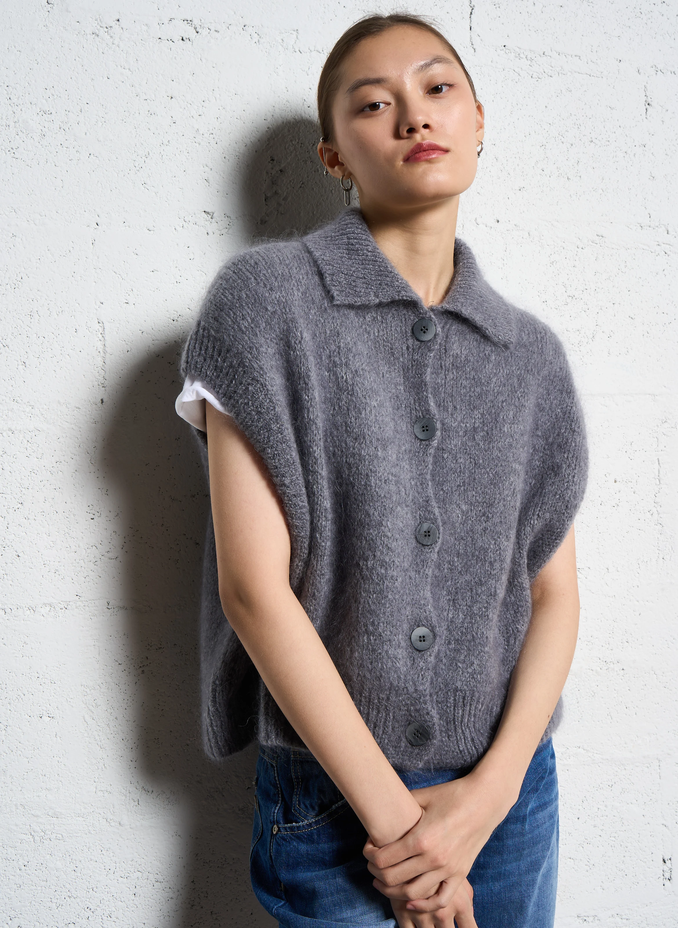 Gilet col classique ample | Gris