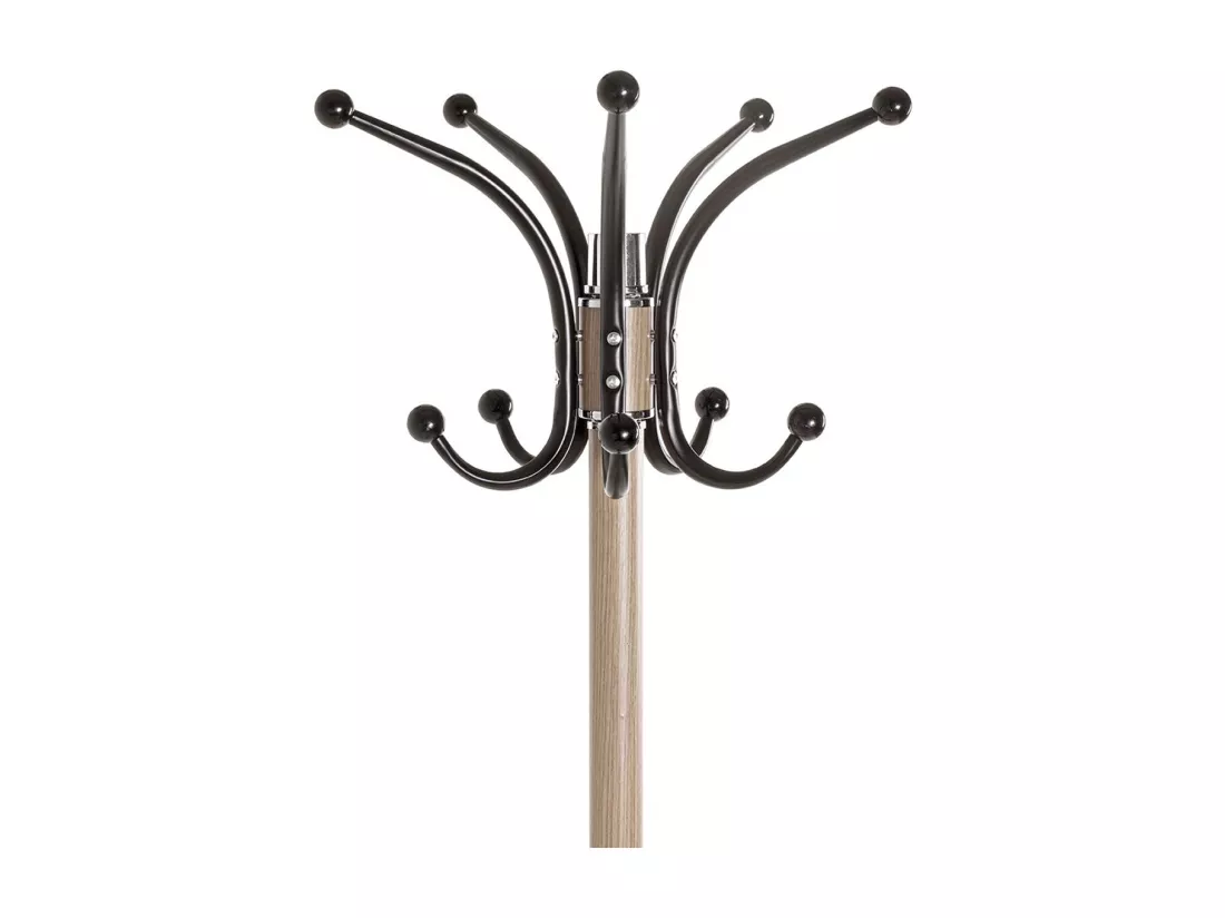 Porte-manteau en acier coloris chêne, pieds en marbre noir - diamètre 40 x hauteur 175 cm