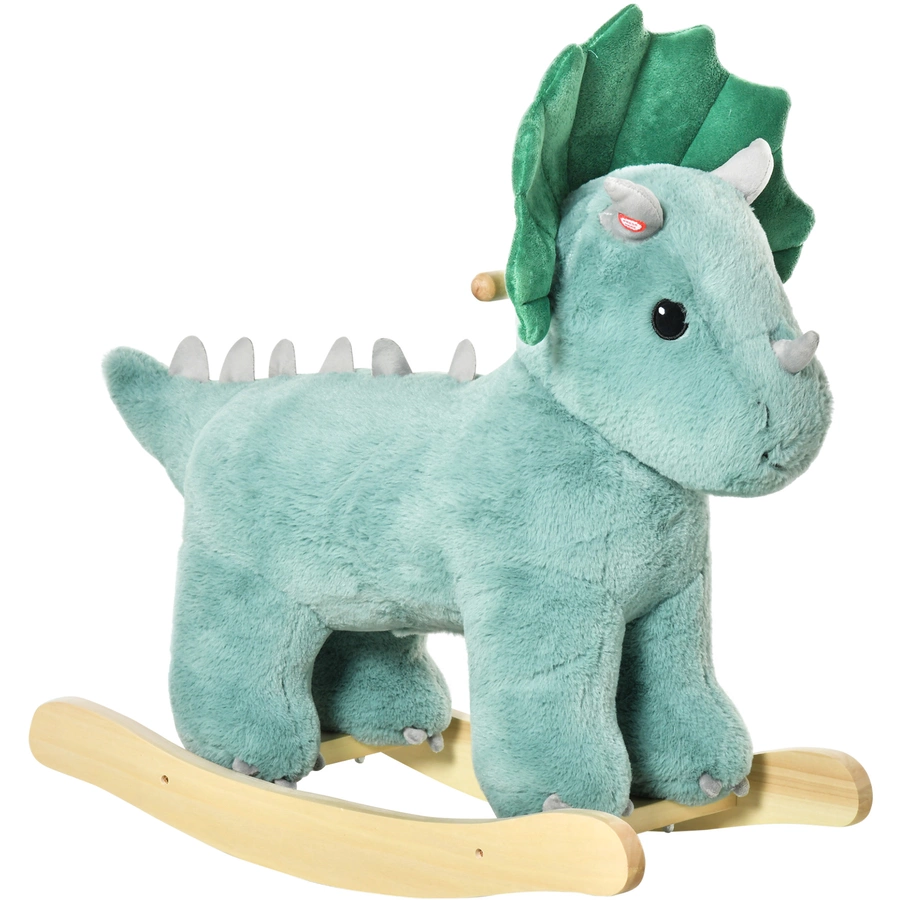 HOMCOM Schaukeltier Spielzeug, Triceratops, Wal Dunkelgrün