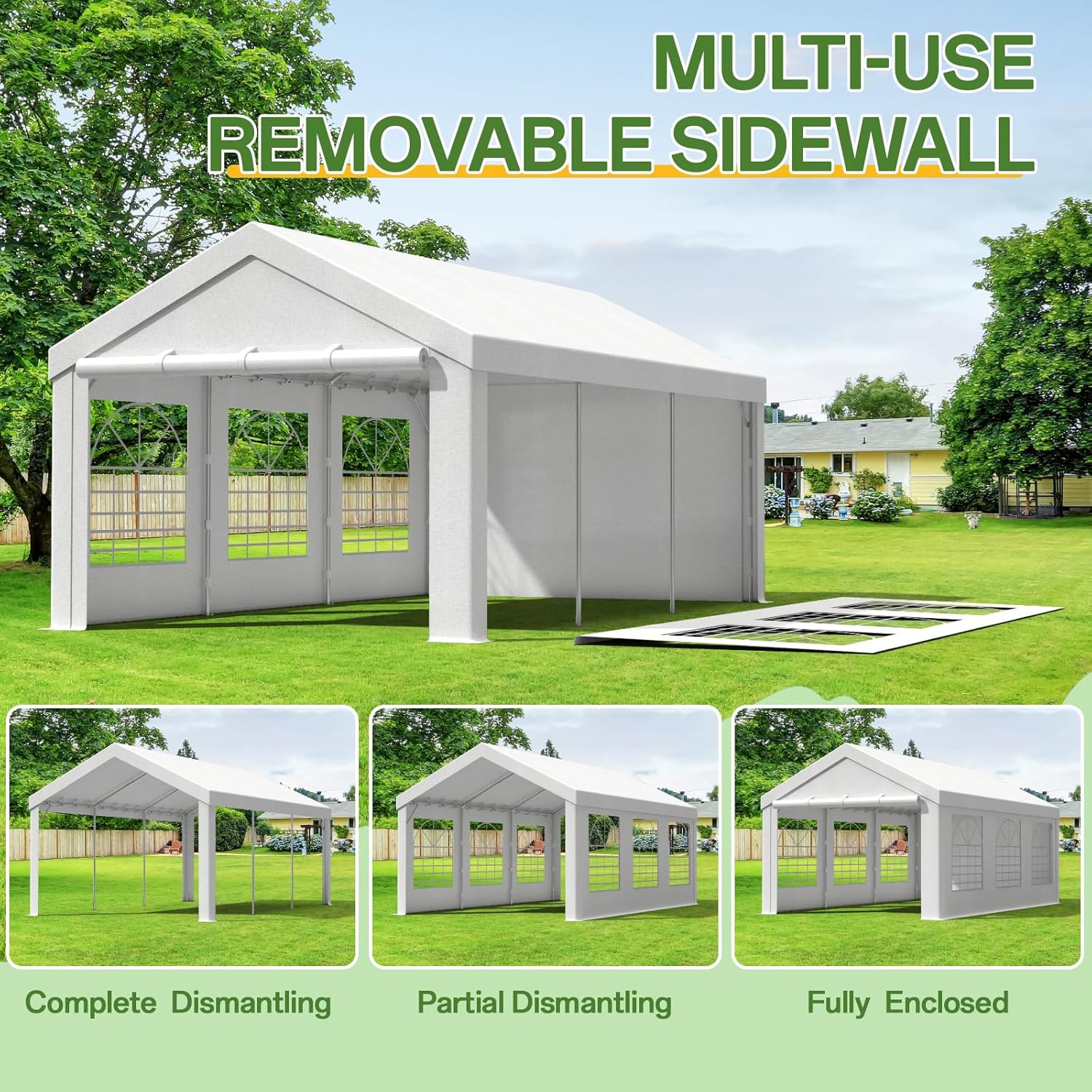 Homall Partyzelt 3x6,Metall Gestell Gartenzelt,Pavillon Wasserdicht 560g/m² PE-Plane,Zelt Stabil-18 Bodenhaken 4 Windfesten Seilen,UV-Schutz 50+Große Luxus Hochzeitszelt Gartenpavillon18m²,Weiß
