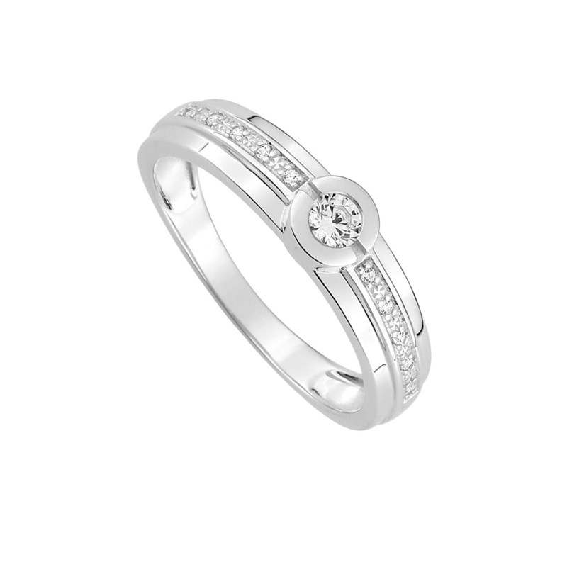 Bague Femme - Or 18 Carats - Diamant 0,13 Carats