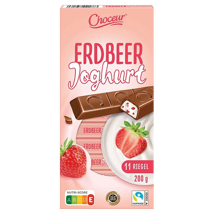 CHOCEUR Milchriegel 200 g, Erdbeere-Joghurt