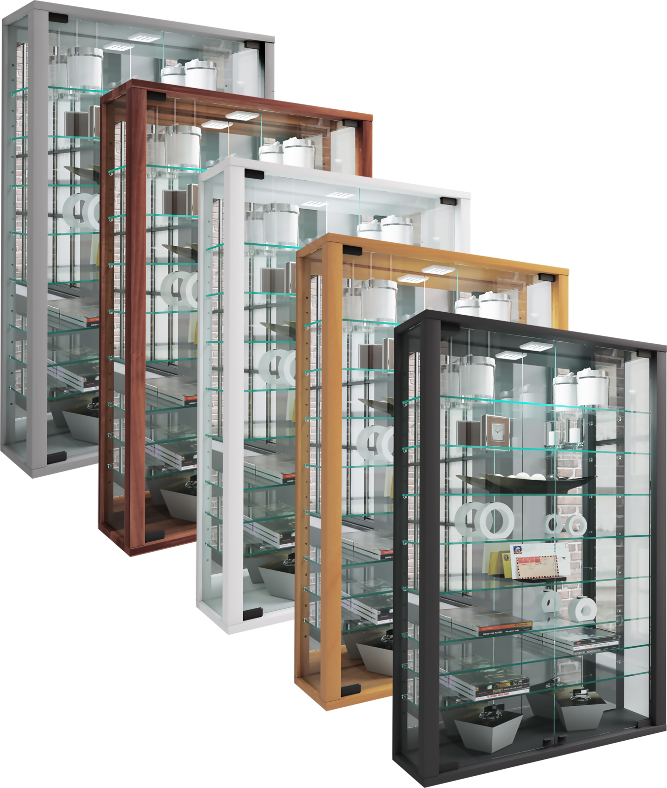 Wandvitrine VITROSA MINI - Buche - inkl. LED-Beleuchtung - mit Spiegel