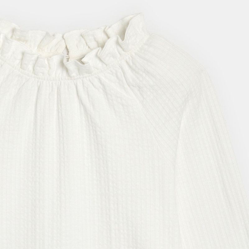 T-shirt à col collerette blanc fille