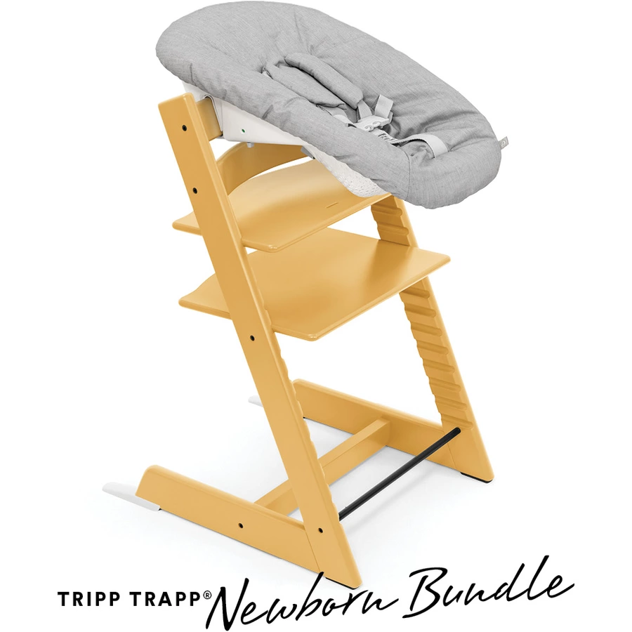STOKKE® Tripp Trapp® Hochstuhl Buche Sunflower Yellow inkl. Newborn Set™ Grey