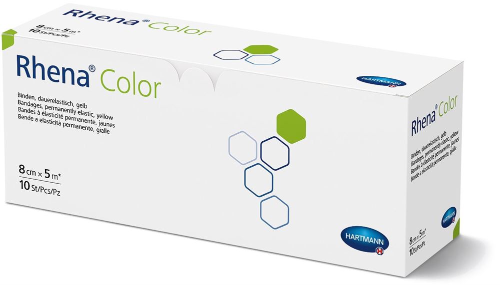 Rhena Color Elastische Binden 8cmx5m gelb offen 10 Stk