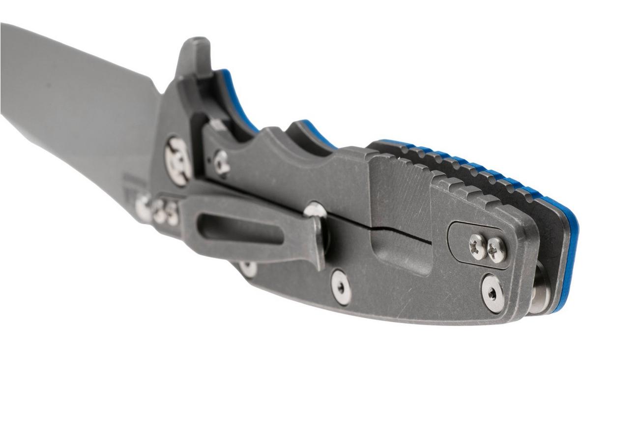 Rick Hinderer Eklipse 3.5 Skinny Slicer, EK35MG-WFBL-G10, Stonewashed CPM MagnaCut, Tri-Way Blue G10 zakmes