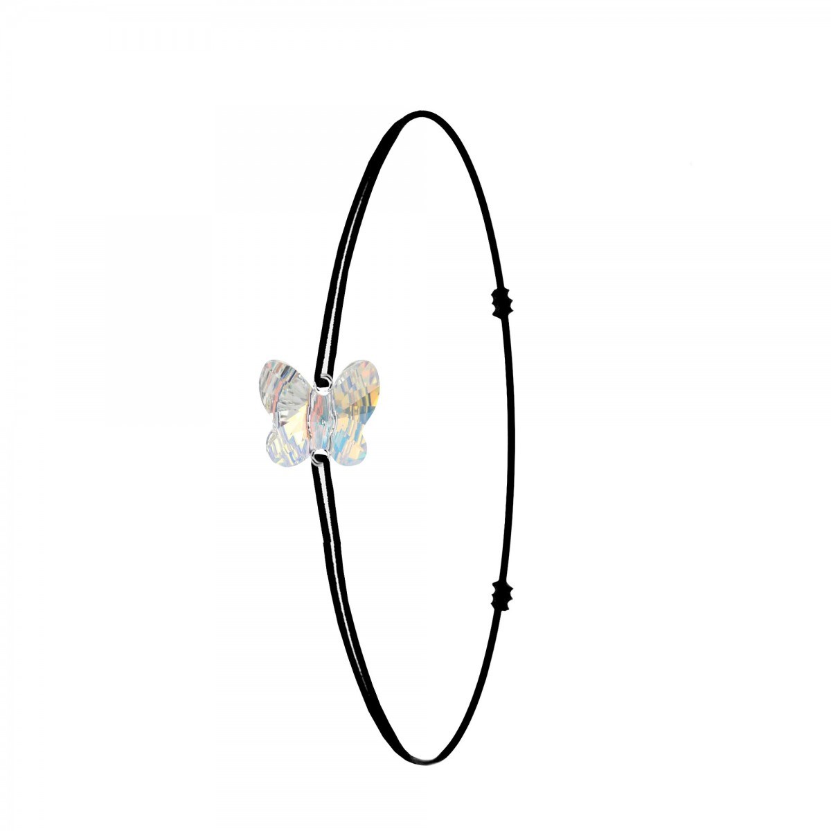 Bracelet noir et papillon SC Crystal orné de Cristaux scintillants
