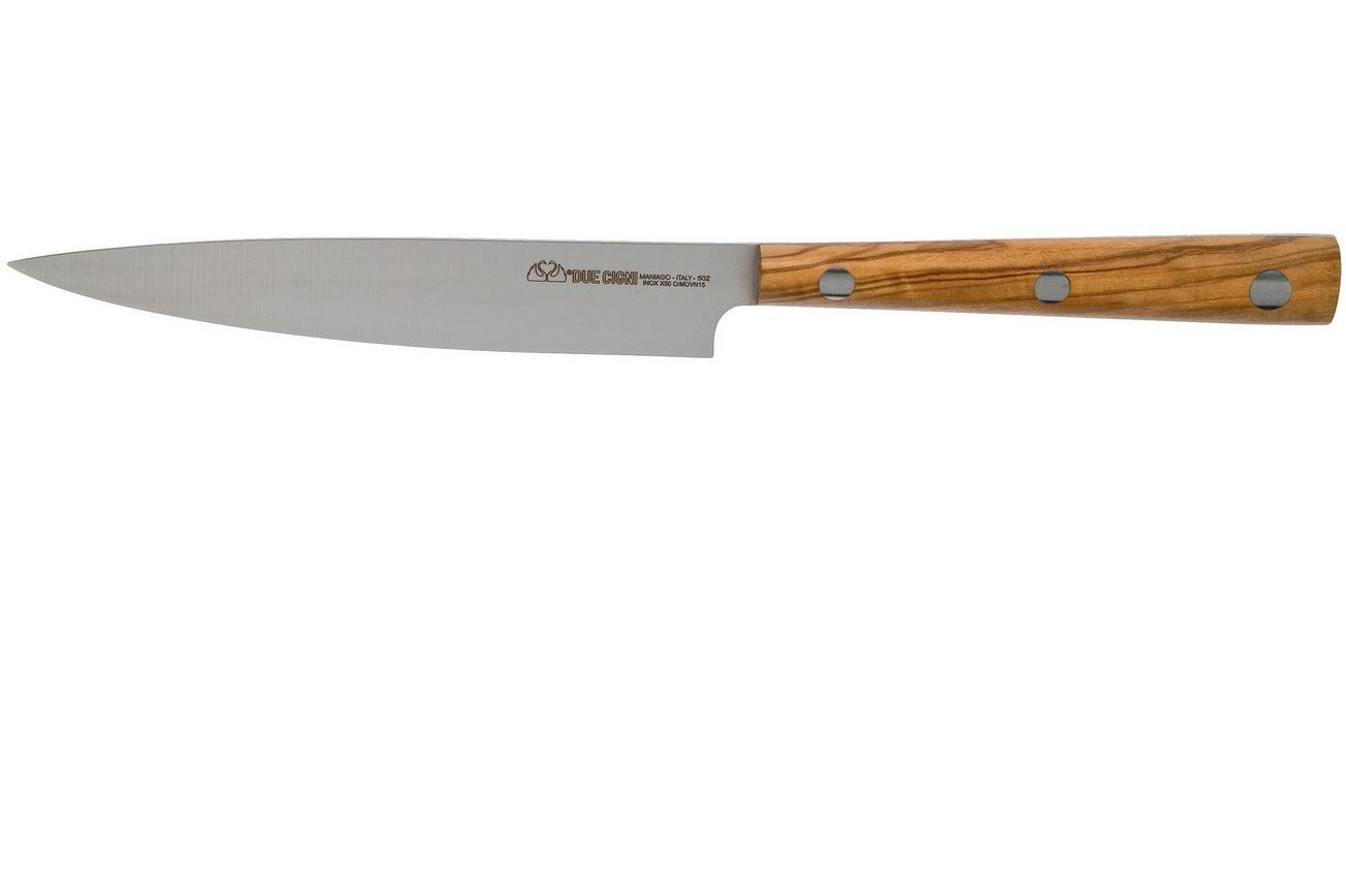 Due Cigni Hakucho steakmes 12 cm, olijfhout