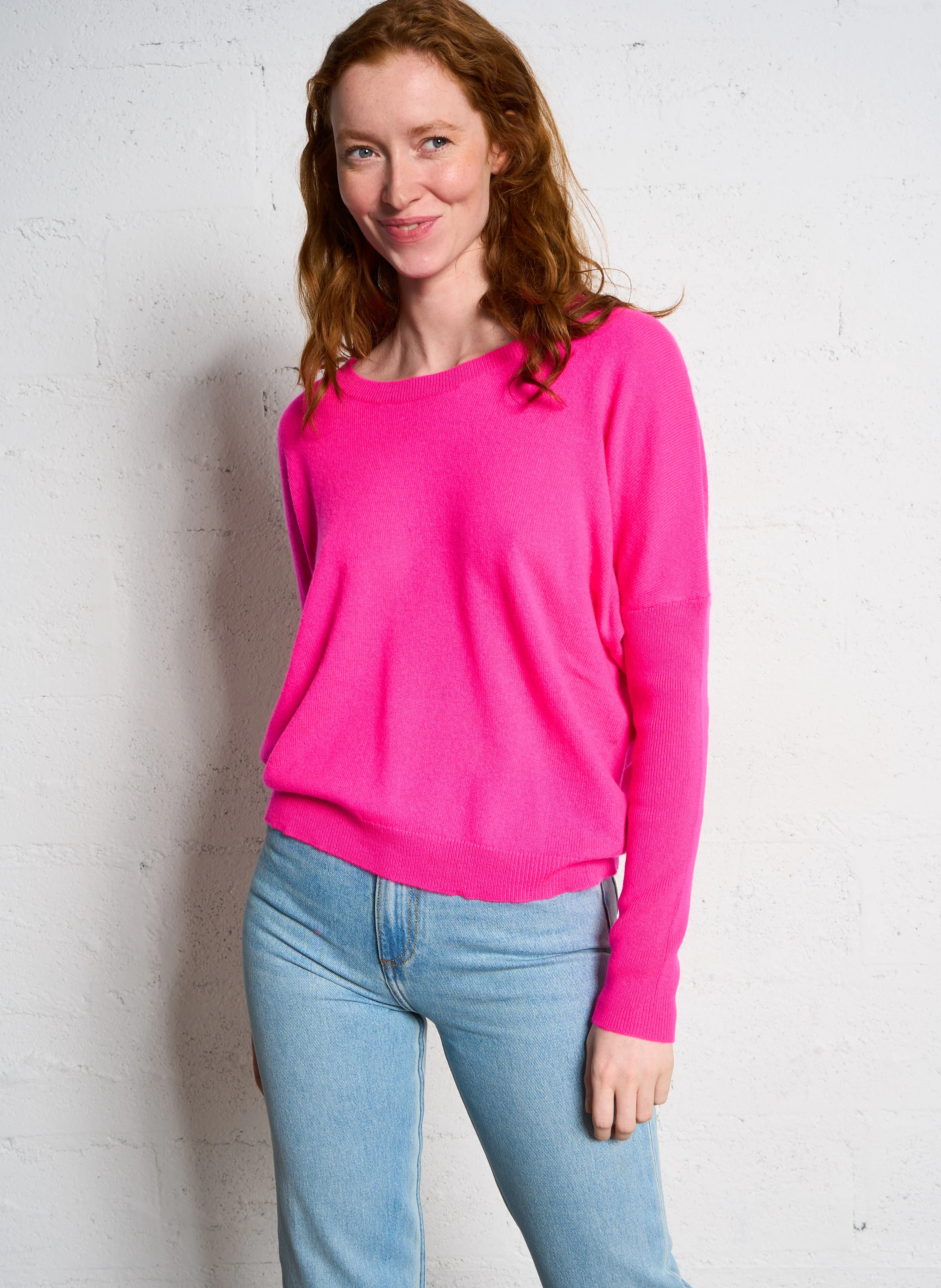 APOLONIA - Pull col rond en laine et en cachemire mélangée | Rose