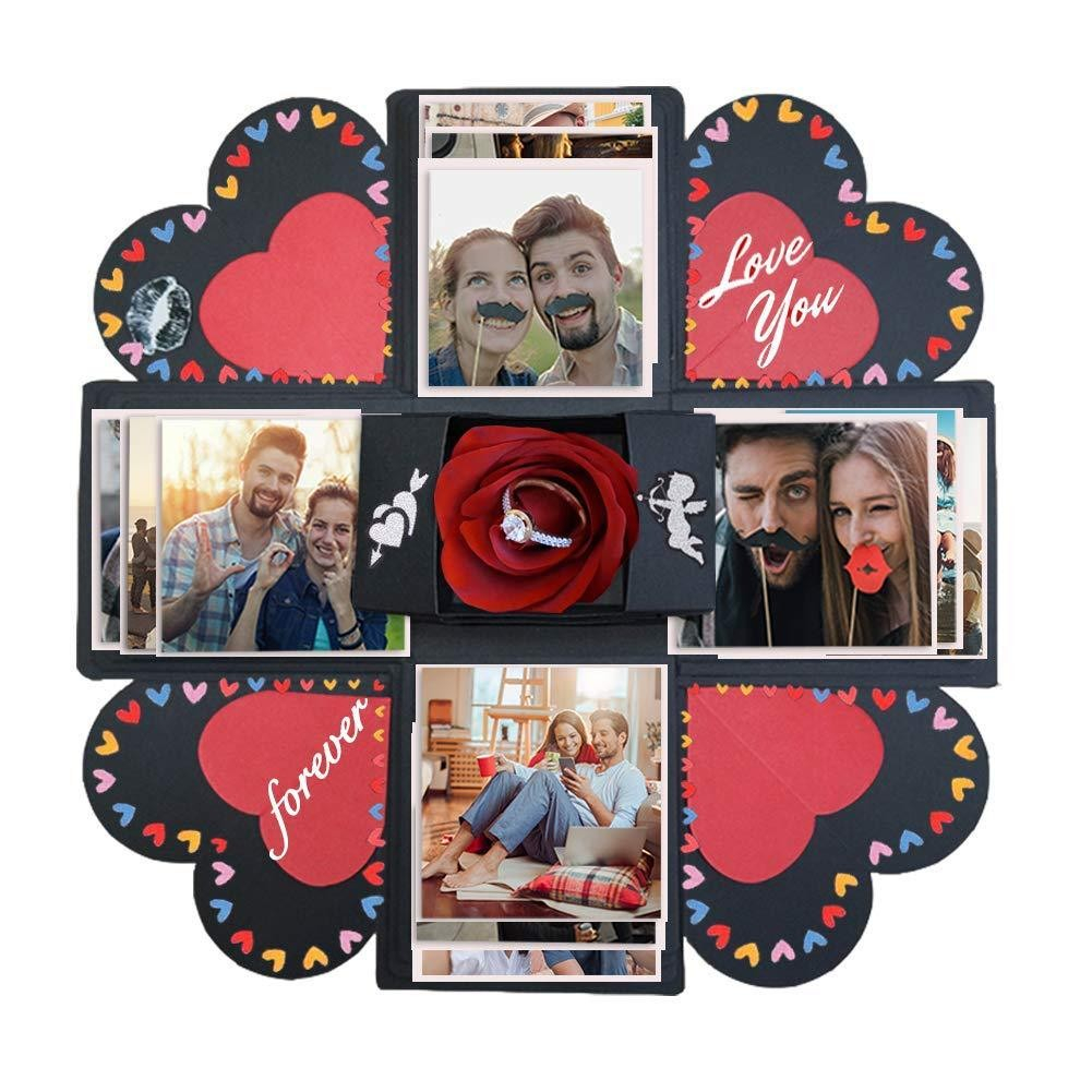 Foto Bastel Geschenk Box Handmade Schachtel DIY Überraschungsbox - Schwarz