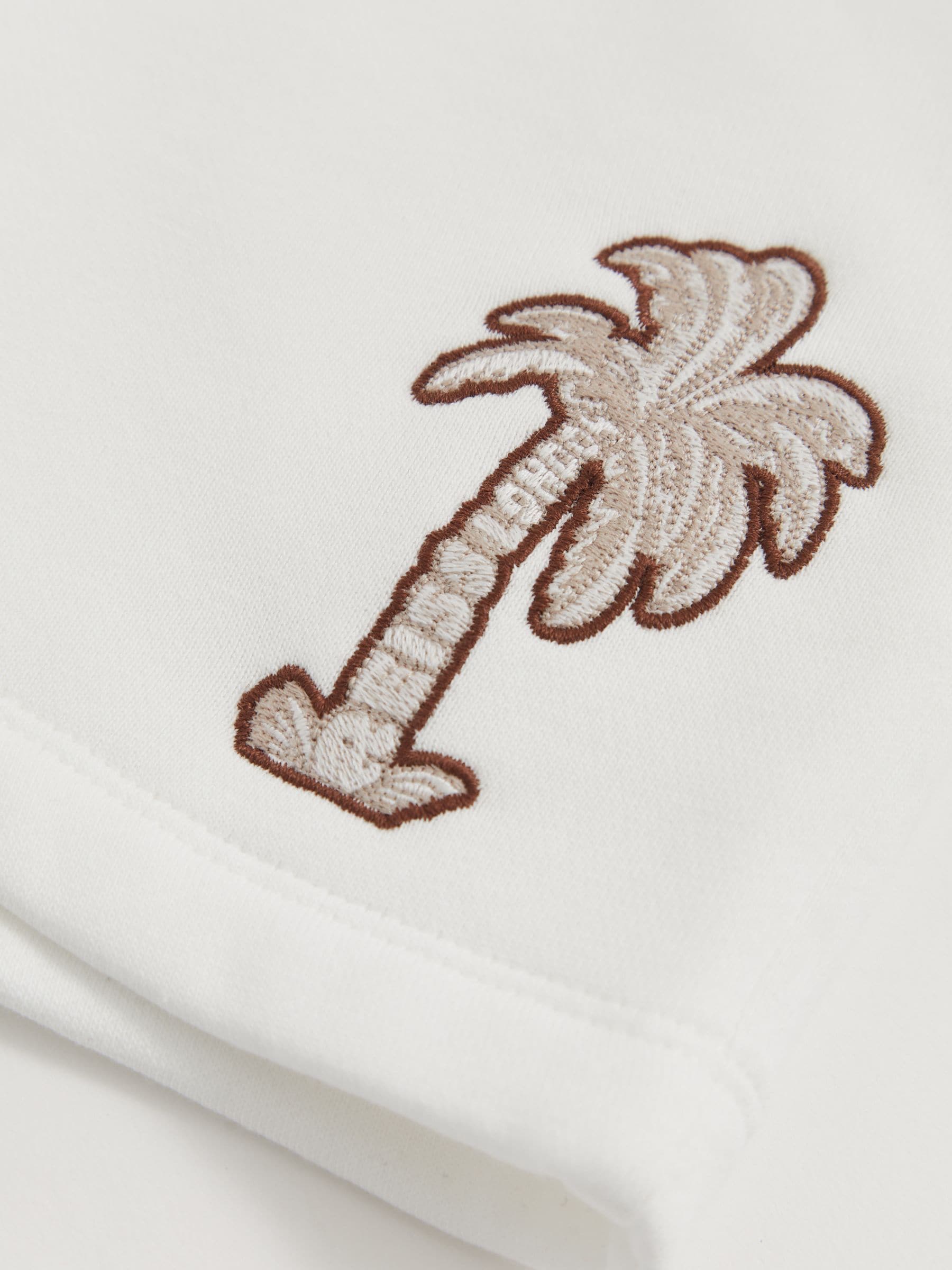 Reiss Kayo Cotton Blend Palm Embroidered Shorts