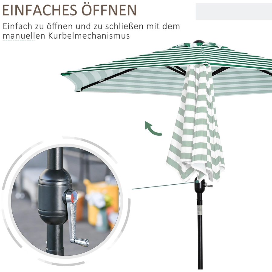 Outsunny Sonnenschirm mit verstellbarem Winkel grünweiß