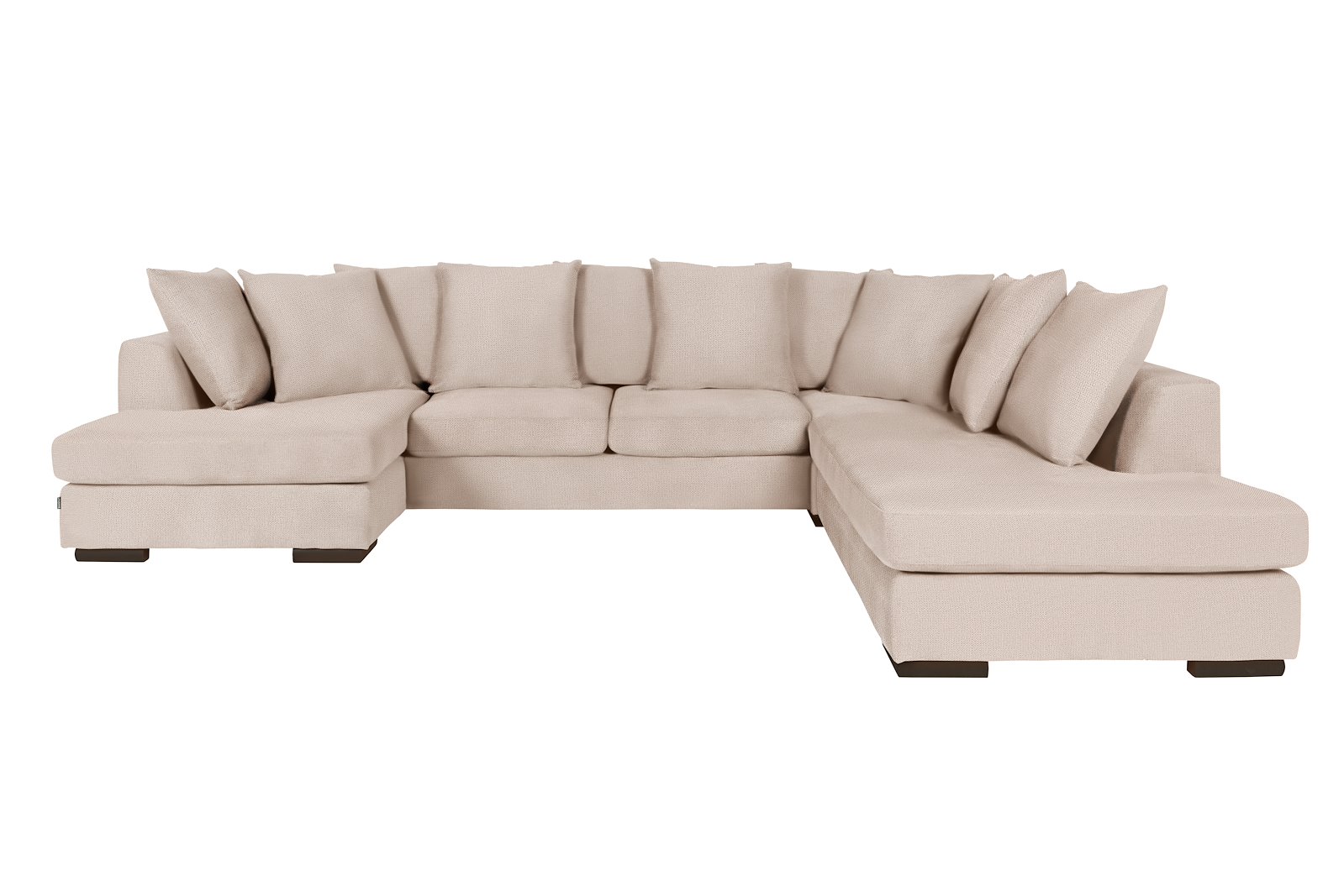 Paso Doble Night U-sofa Divan høyre, 2-seter og Åpen ende venstre, hjørne,. I tekstil Mito Beige, EU komfort med sort treben 5cm, Promotion 1