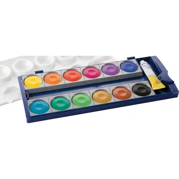 Deckfarbkasten K12 mit 12 Farben und 1 Tube Deckweiß