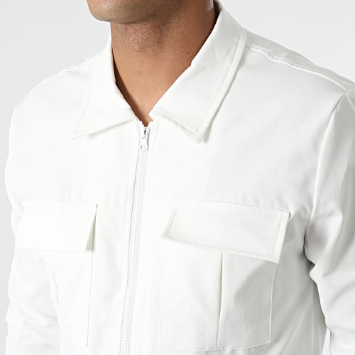 Ensemble Veste Zippée Et Pantalon Cargo AB327 Blanc