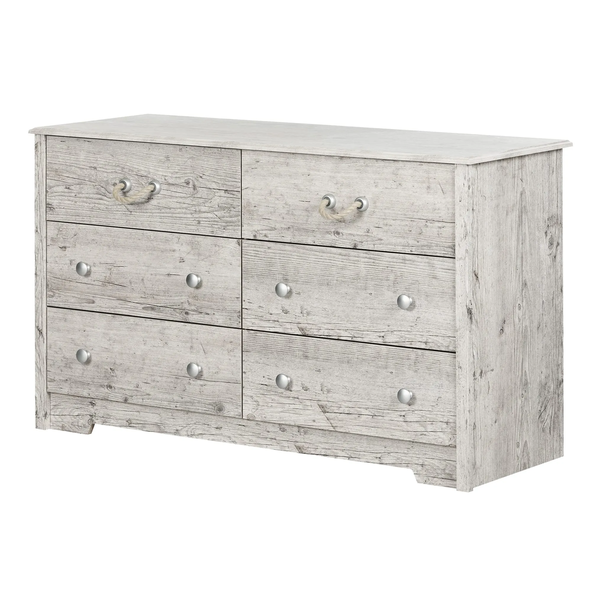 South Shore Bureau Double 6 Tiroirs - Aviron Pin Bord de Mer