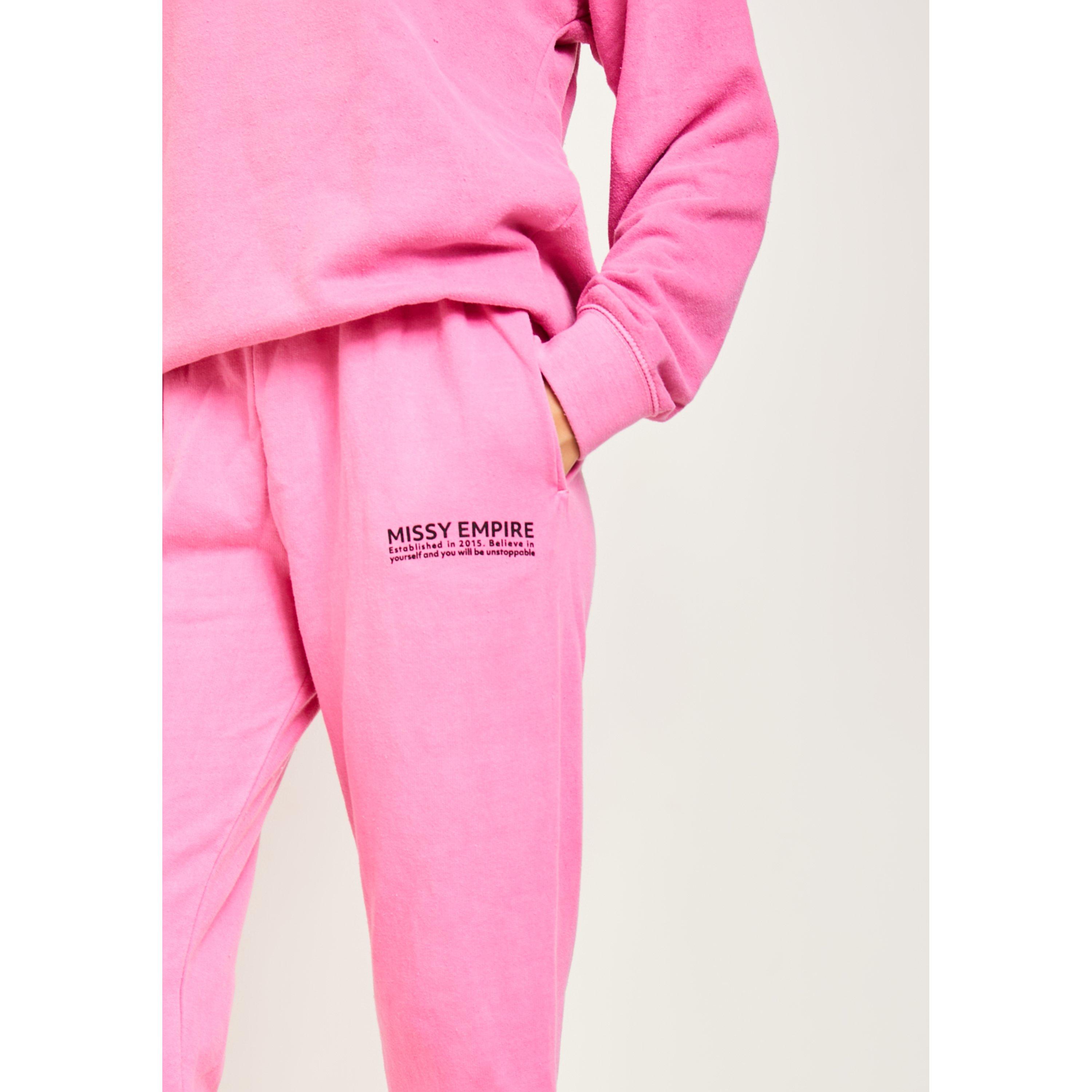Missy Empire Imogen Pink Missy Empire Text Oversized Joggers