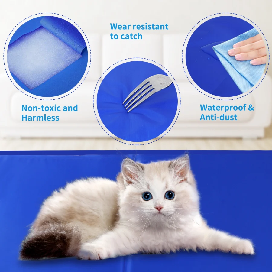 Tapete refrescante Nobleza para animais de estimação de grande porte. Auto-refrescante e atóxico. Ideal para cães e gatos no verão. 50 x 40 cm, azul, tamanho P.