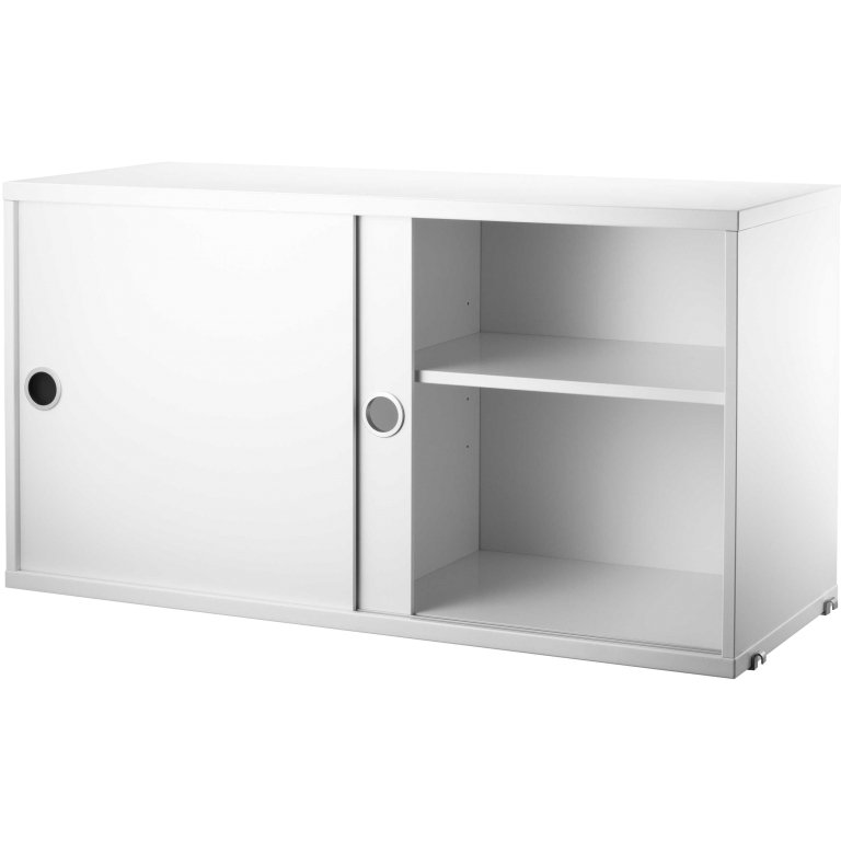 String Furniture Cabinet with sliding doors 78 x 20 x 37 cm walnoot