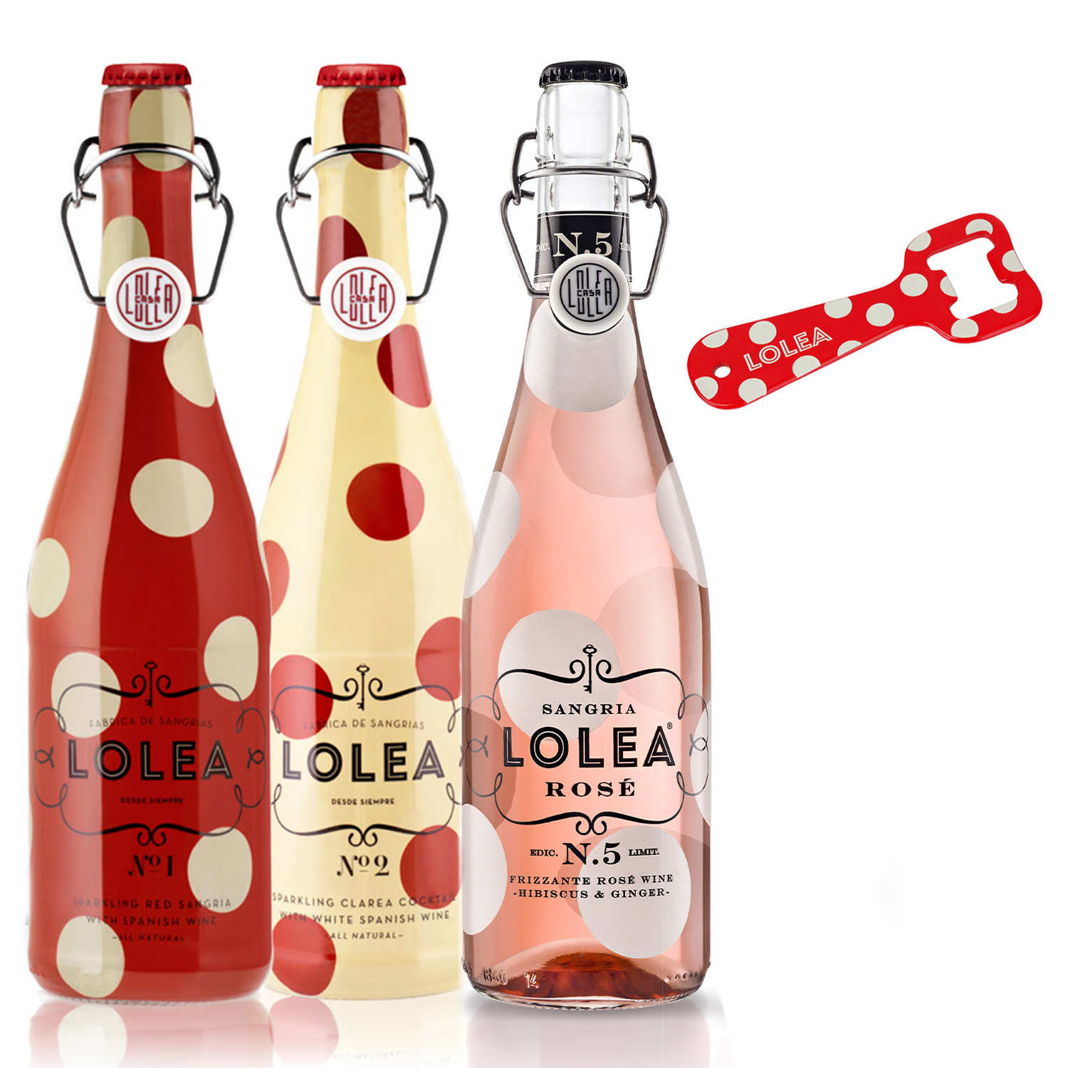 Lot découverte 3 sangrias Lolea (rouge, blanche, rosée) + 1 décapsuleur offert