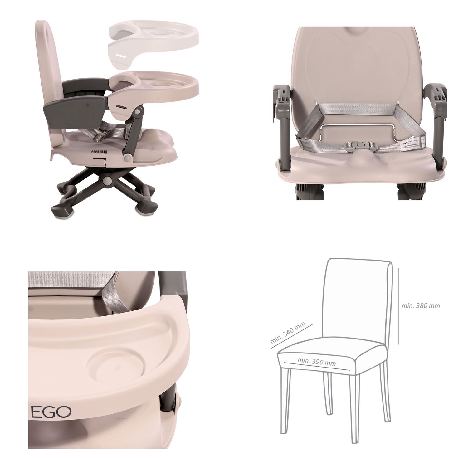Lorelli Kinderstuhl Ego 2 in 1 Sitzerhöhung Boostersitz Tisch abnehmbar klappbar grün