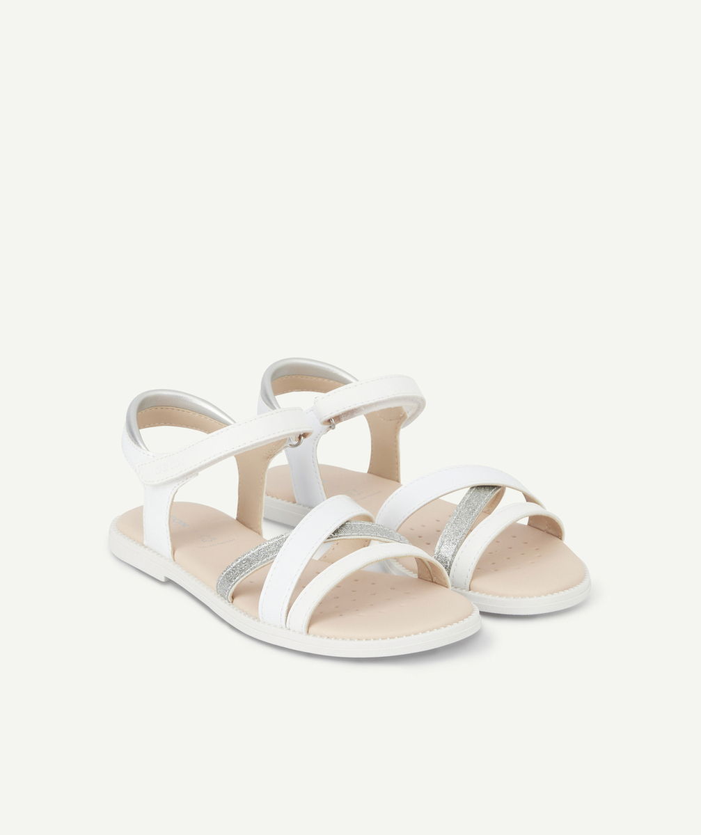 GEOXSANDALES À SCRATCH FILLE BLANCHES VERNIES