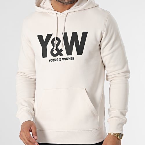 Sweat Capuche Logo Beige Noir
